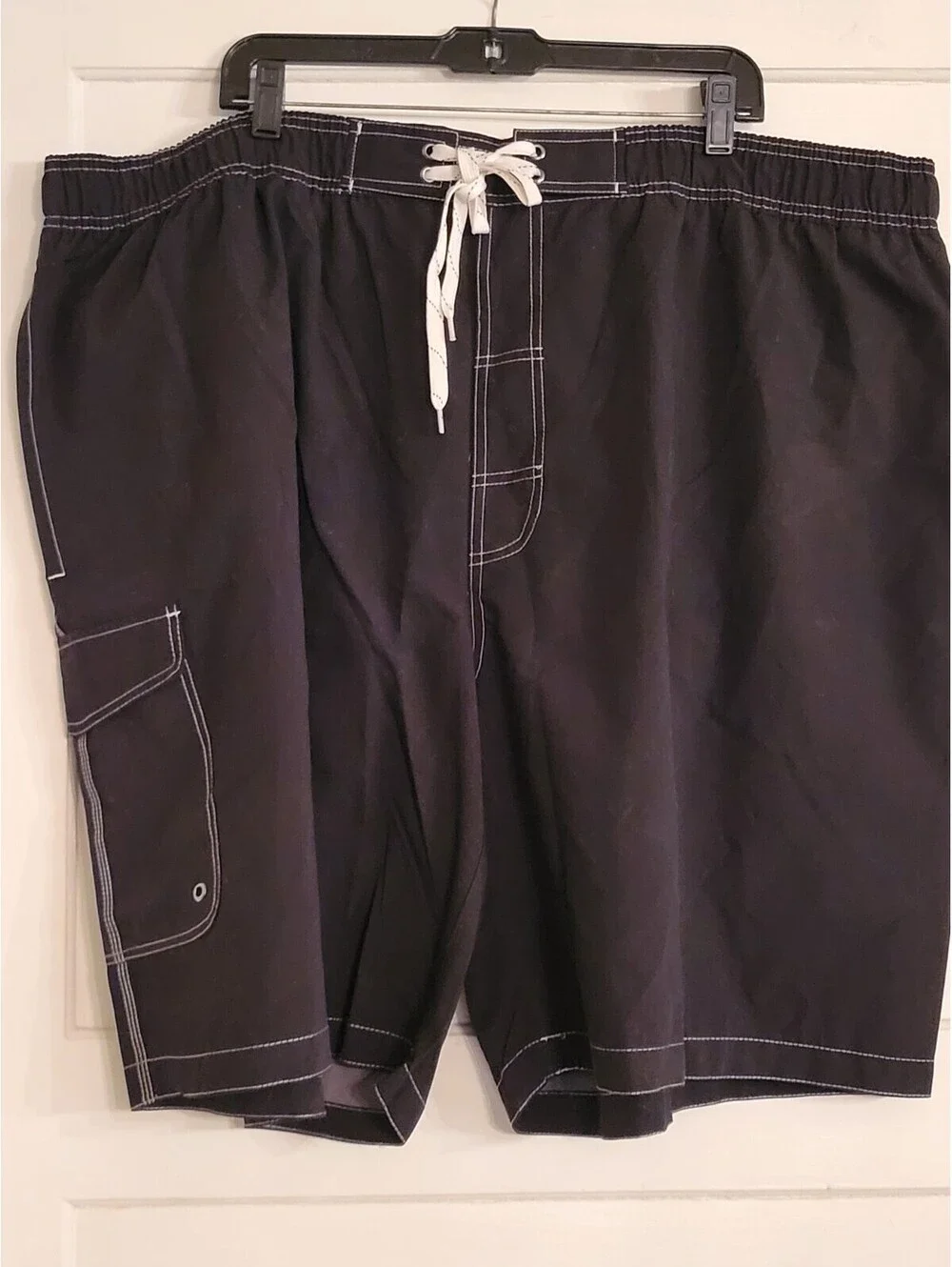 NEW St Johns Bay 5XL Men's Swim Cargo Trunks Shorts Drawstring Mesh  Black